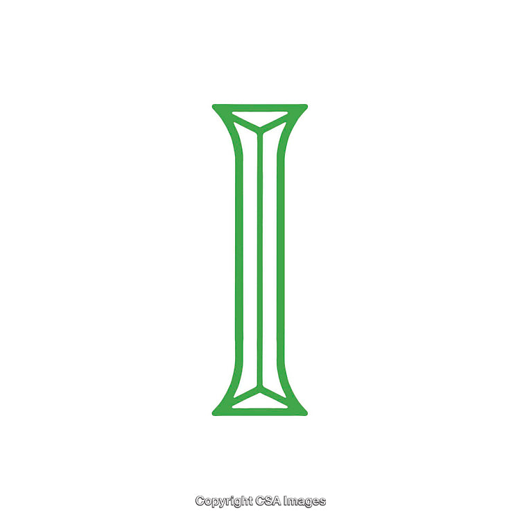 Green Stylized Letter I With Symmetrical Design on White Background