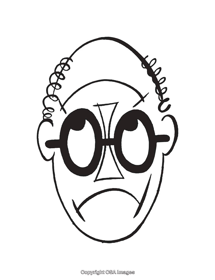 Minimalistic Line Drawing of a Face With Glasses in Black and White