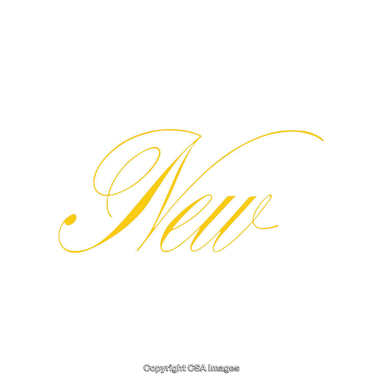 Elegant Calligraphy Script of the Word 'New' in Golden Yellow