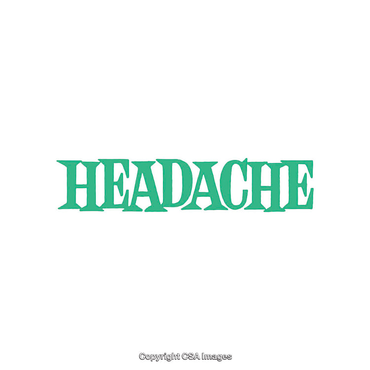Green Text Displaying the Word Headache on a White Background