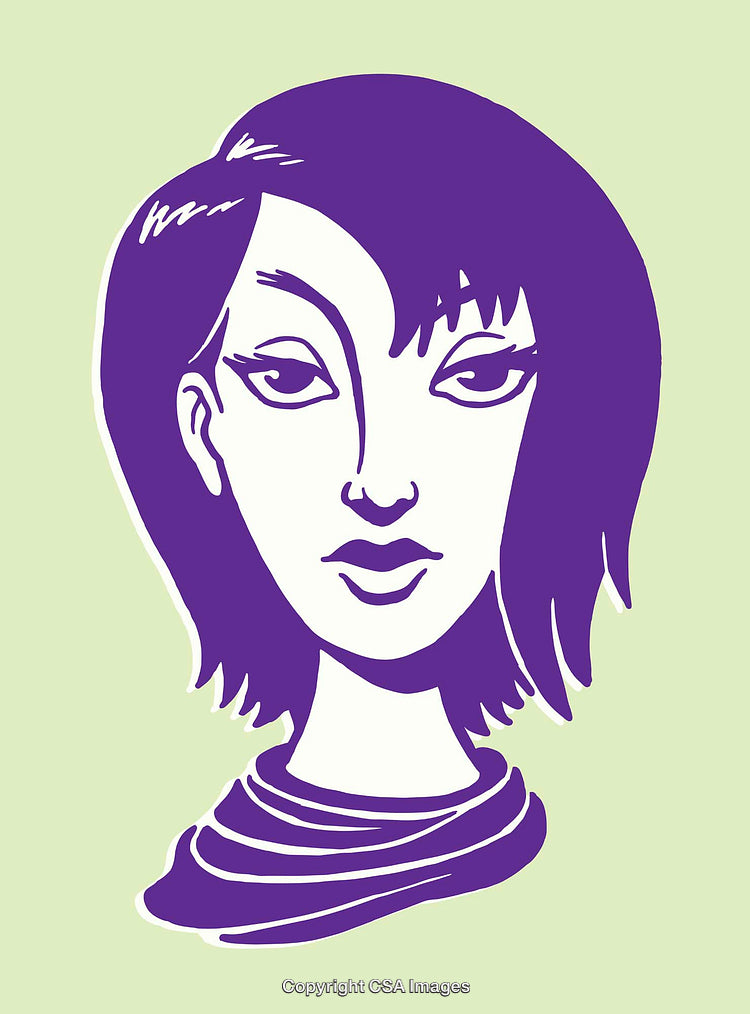 Expressive Purple Line Art Portrait with Minimalist Design