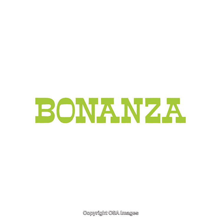Bright Green Bonanza Text on Plain White Background