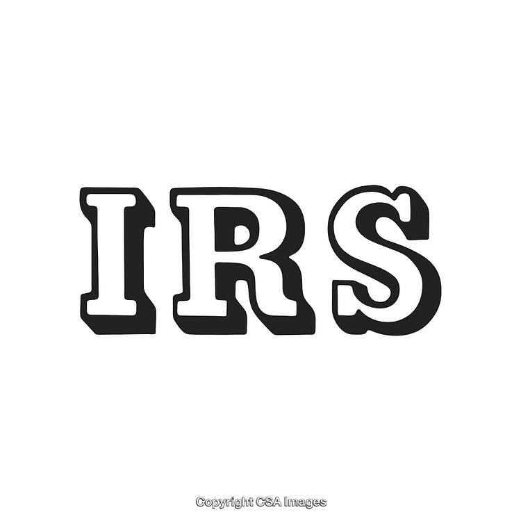 Black and White Block Text Design Depicting the Letters IRS