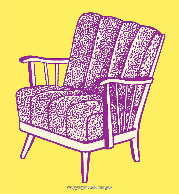 Vintage Chair Line Art Illustration in Vibrant Colors
