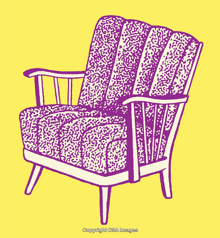 Vintage Chair Line Art Illustration in Vibrant Colors