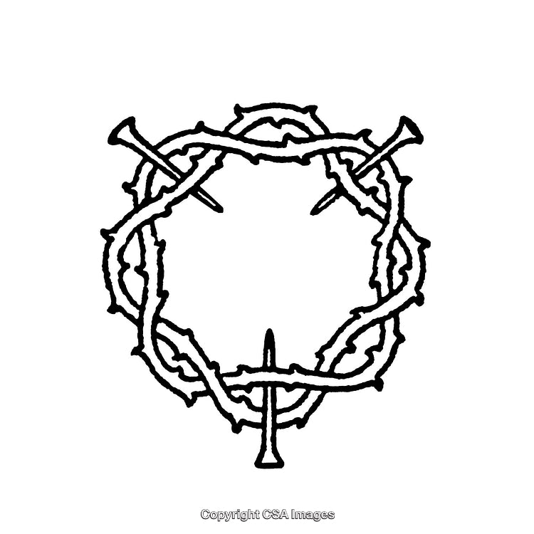 Thorn Crown and Nails Symbolizing Spiritual Significance in Black and White