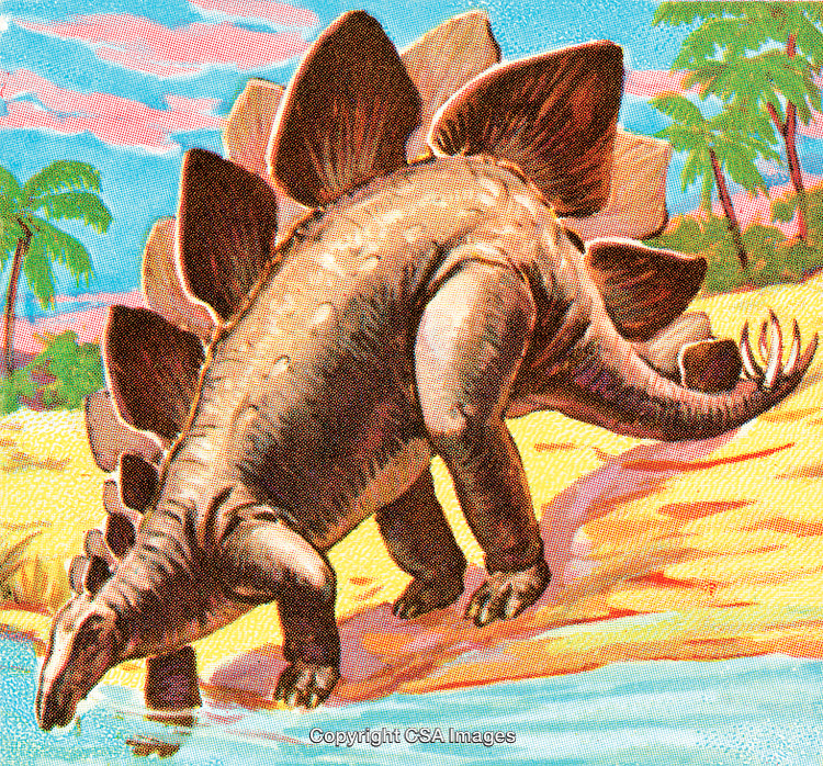 Color Illustration of a Jurassic Dinosaur in a Pristine Environment