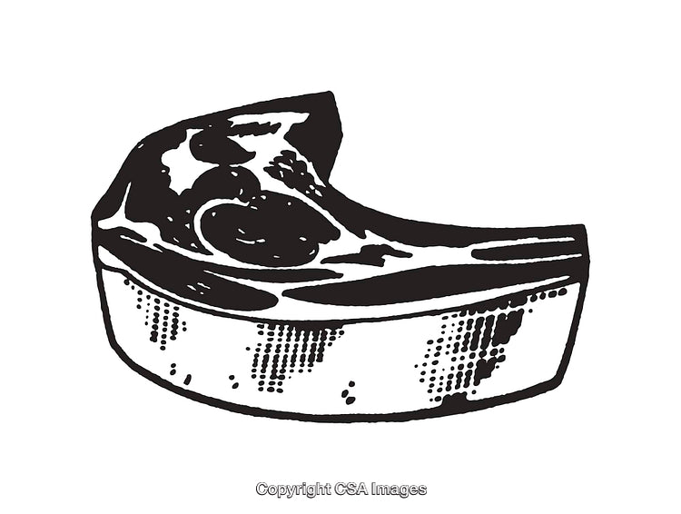 Black and White Line Art Illustration of a Meat Cut
