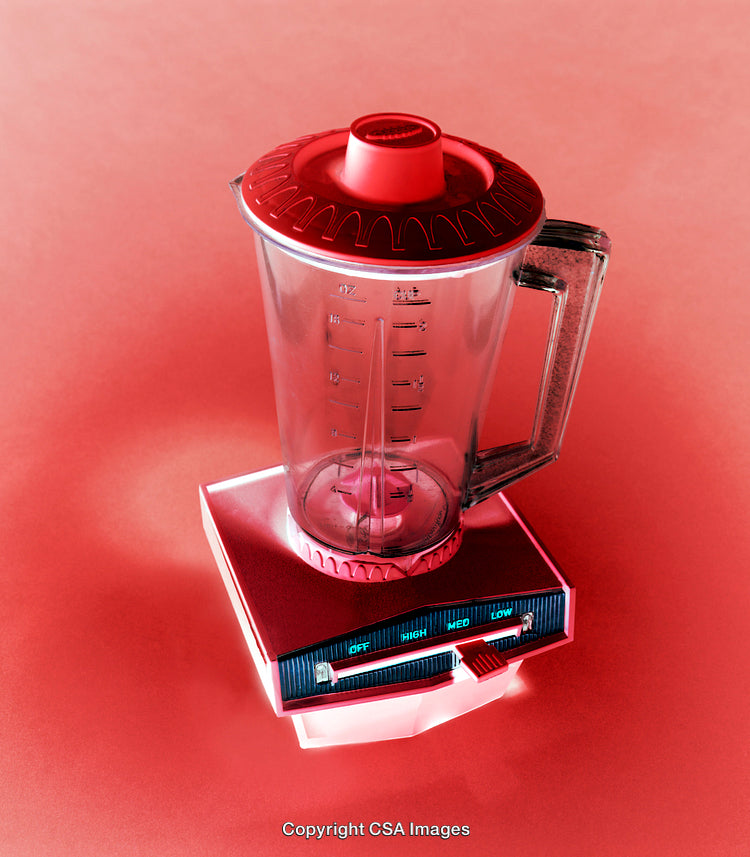 Retro Design Blender in Vibrant Red Background for Kitchen Appliance Creative Concept
