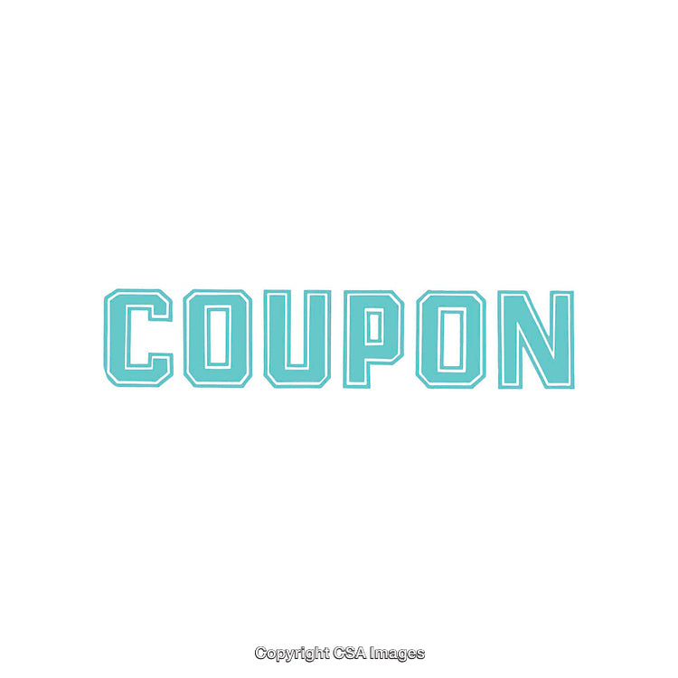 Stylized Text Graphic Featuring the Word "Coupon" in Blue Font