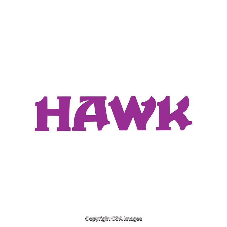 Bold Purple Hawk Typography on a Minimalist White Background
