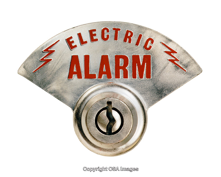 Vintage Electric Alarm Sign with Retro Design in Metal Finish