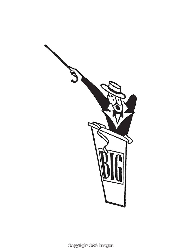 Vintage Illustration of Orator in Black and White Line Art Style