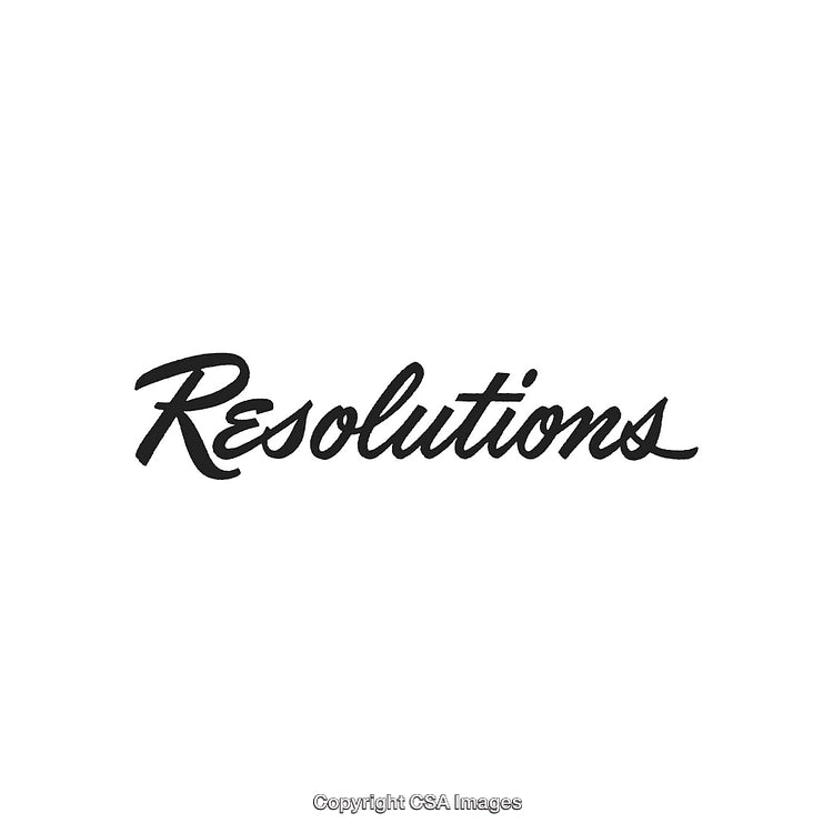 Cursive Styled 'Resolutions' Lettering with Clean and Minimalist Aesthetic
