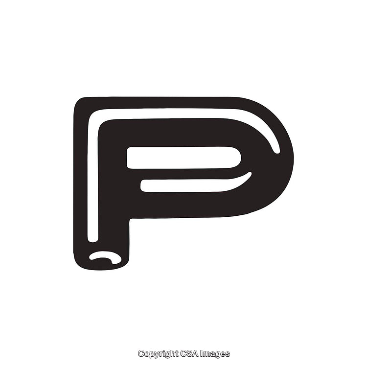 Bold Black Stylized Letter 'P' on Clean White Background