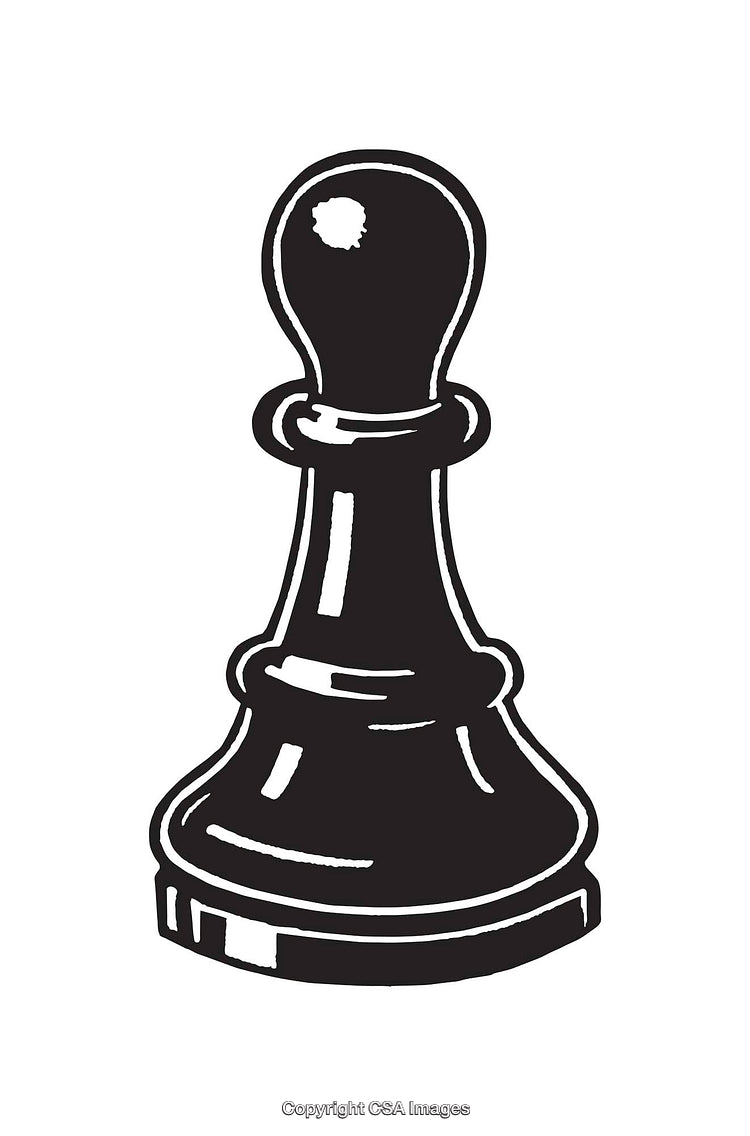 Black and White Line Art of a Chess Pawn Icon