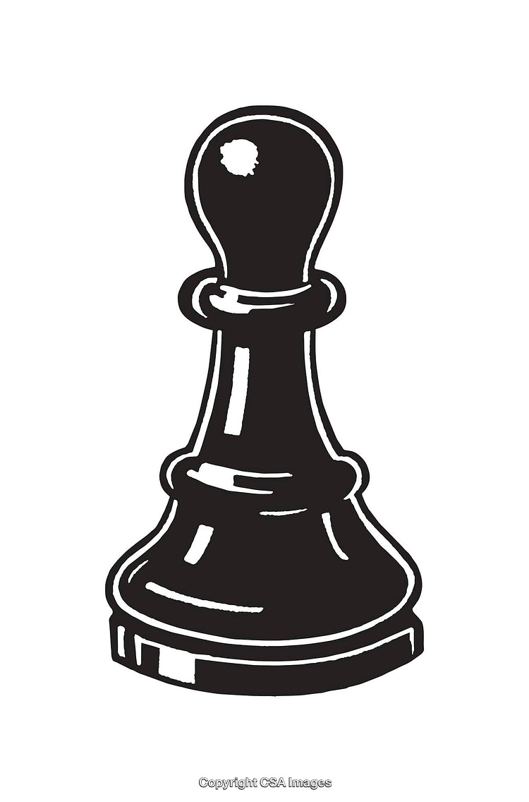 Black and White Line Art of a Chess Pawn Icon