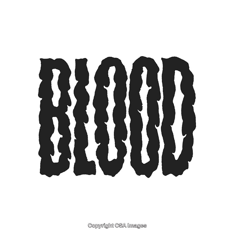 Dark Text Illustration Featuring The Word 'Blood' in a Distorted Style