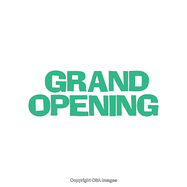 Bright Green Grand Opening Sign on White Background With Bold Typography