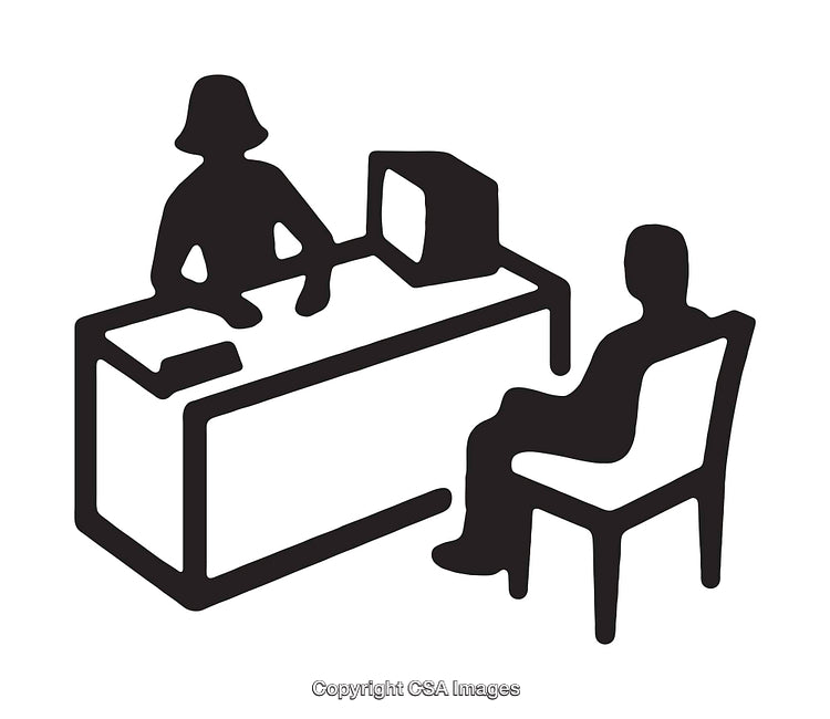 Silhouette Illustration of a Desk Meeting with Two People Interacting
