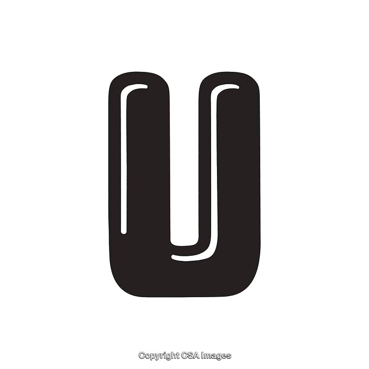 Bold Black Letter U With Minimalist Design on White Background