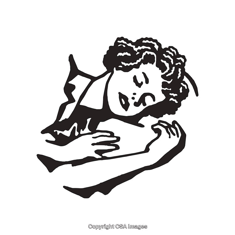 Black And White Line Art Illustration of Person Resting Peacefully