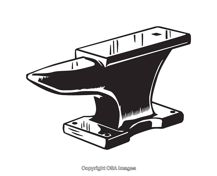 Black and White Line Art Illustration of a Traditional Metalworking Anvil