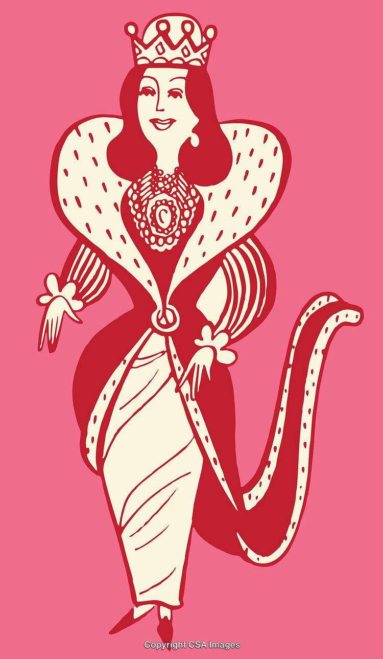 Whimsical Color Line Art Illustration of a Cartoon Queen Character