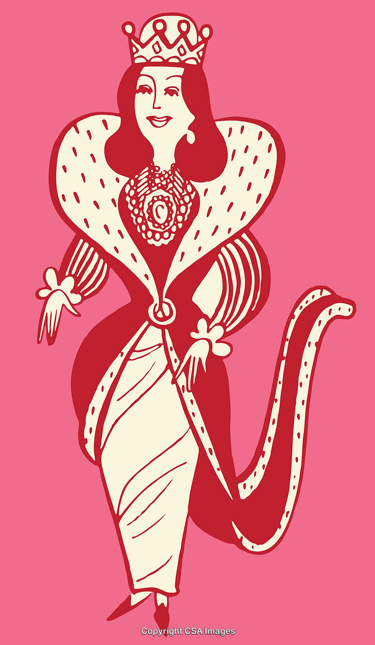 Whimsical Color Line Art Illustration of a Cartoon Queen Character
