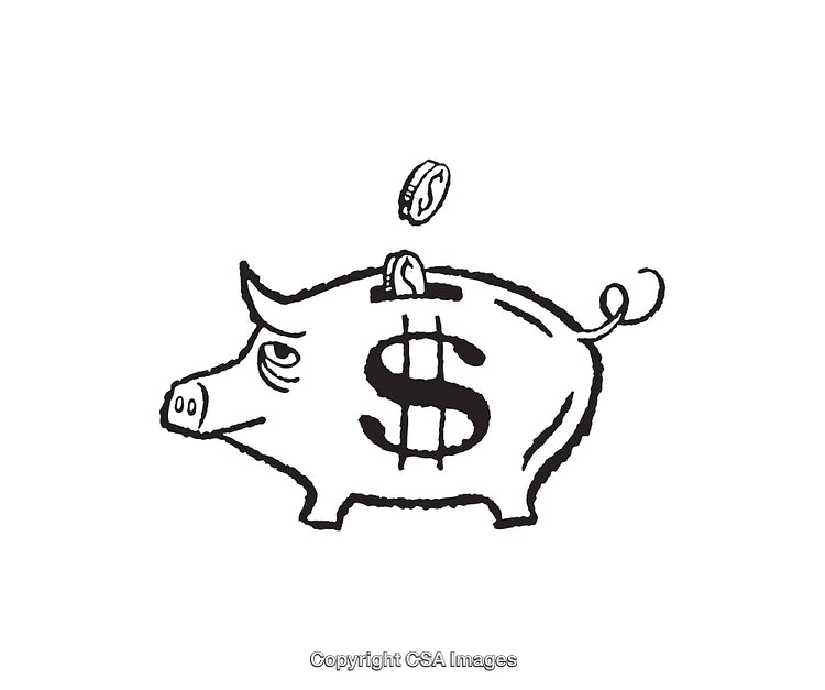 Hand-Drawn Piggy Bank with Coins and Dollar Symbol Sketch