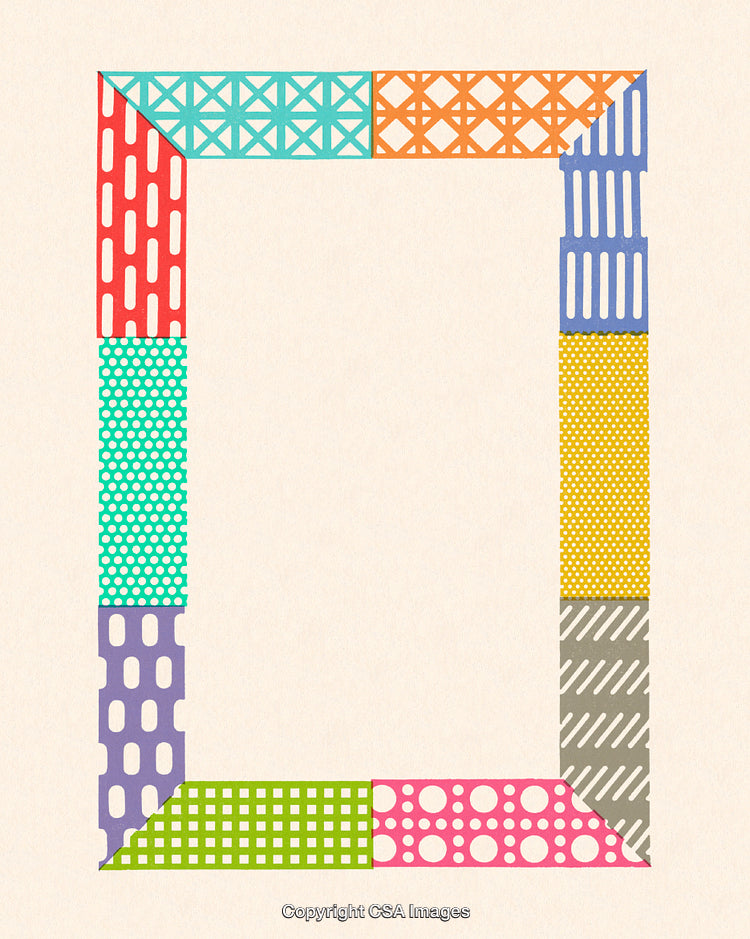 Colorful Geometric Washed Background Featuring Decorative Patterns and Rectangular Shapes