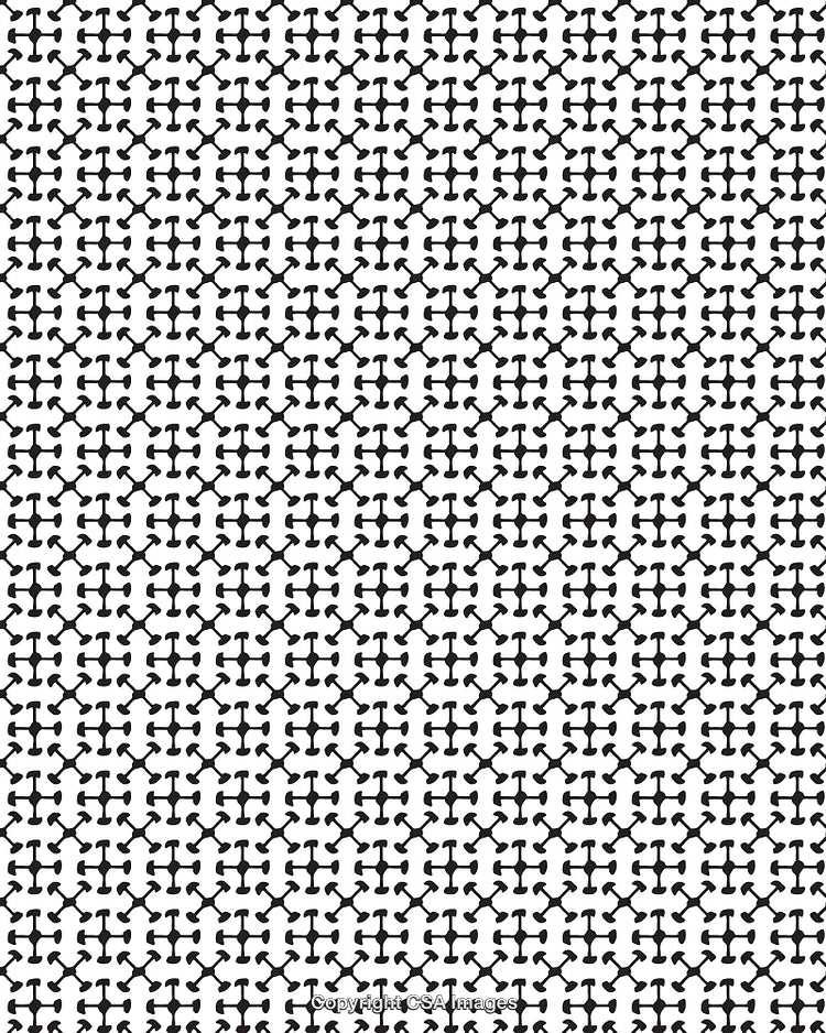 Seamless Black and White Pattern with Geometric Symmetrical Design