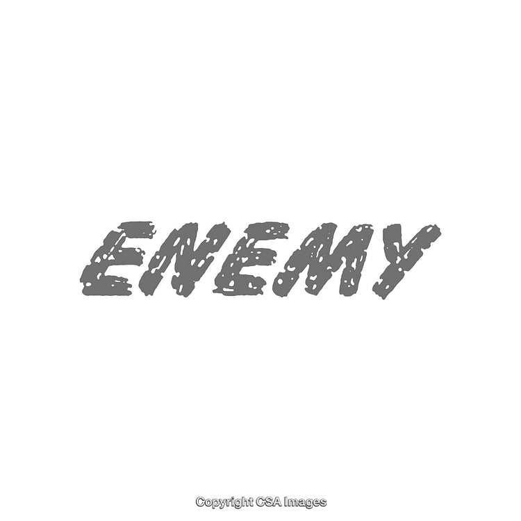 Bold Text Illustration Featuring the Word 'Enemy' in a Solid Style