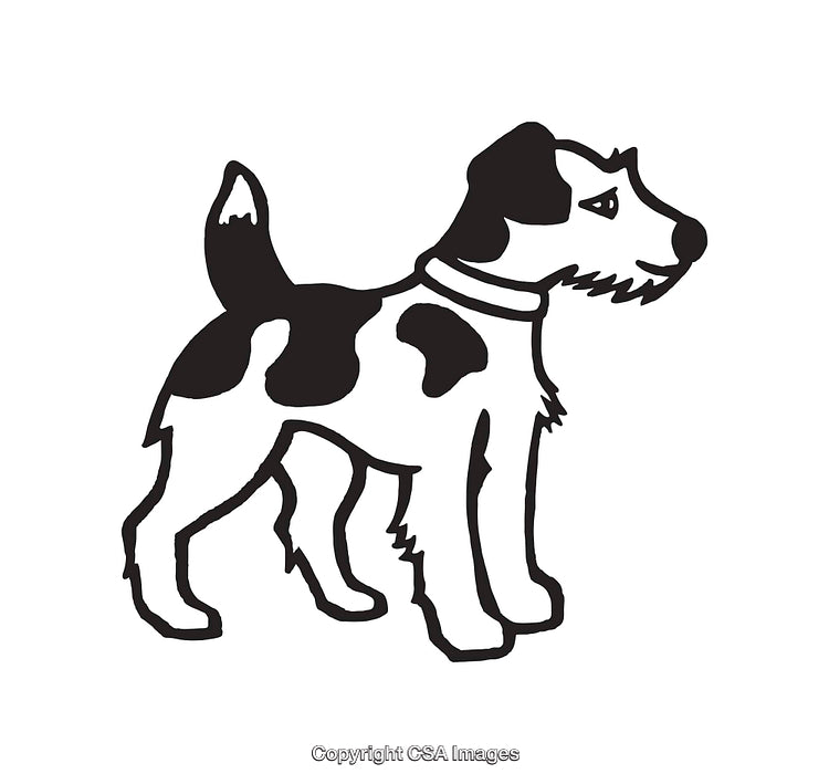 Black And White Line Art of a Cute Dog With a Collar