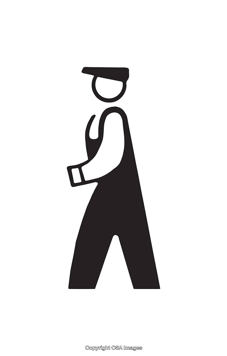 Minimalist Stick Figure Icon Depicting a Worker in Black and White