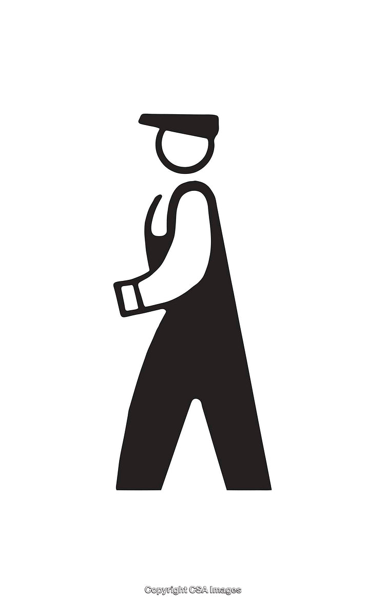 Minimalist Stick Figure Icon Depicting a Worker in Black and White