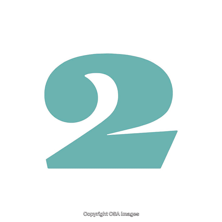 Large Stylized Teal Number Two on White Background
