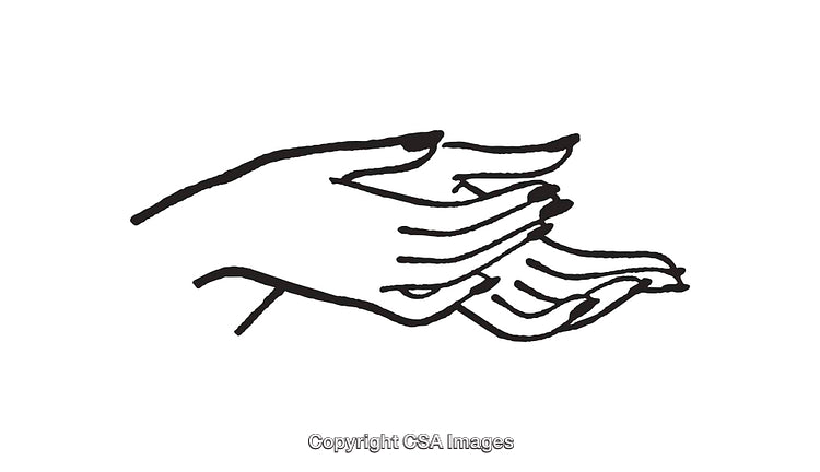 Black and White Line Art of Gently Open Hands