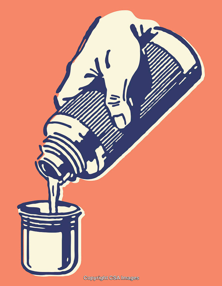 Colorful Line Art Illustration of a Hand Pouring Liquid from a Bottle