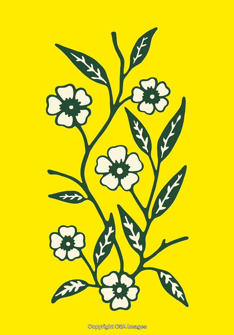 Stylized Floral Illustration in Bold Colors and Minimalistic Design