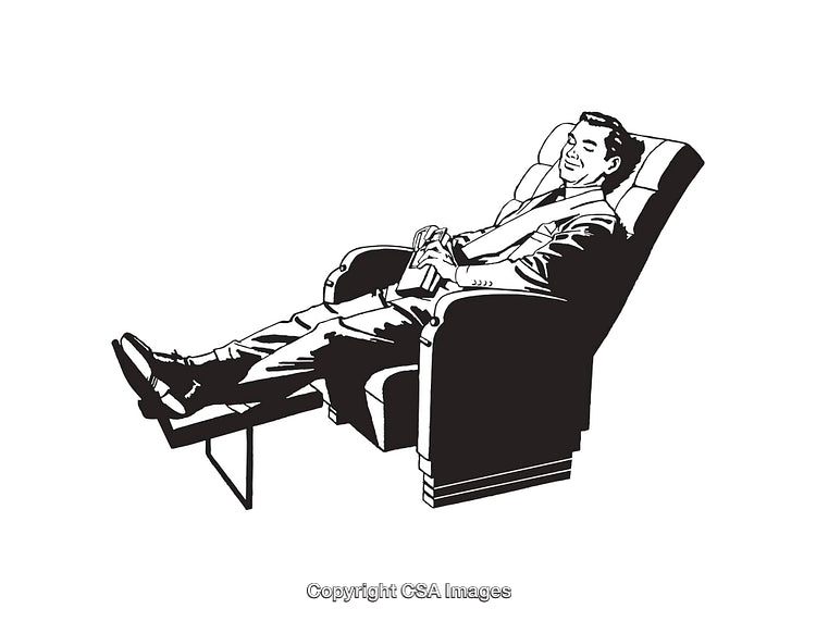 Retro Styled Illustration of Relaxed Gentleman in Reclining Chair