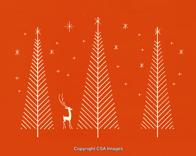 Minimalist Christmas Design with Reindeer and Geometric Holiday Elements