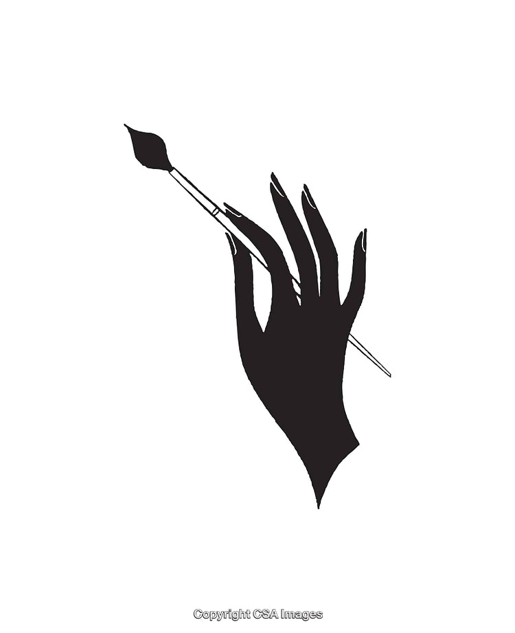 Elegant Line Art of Hand Holding a Brush in Minimalist Style