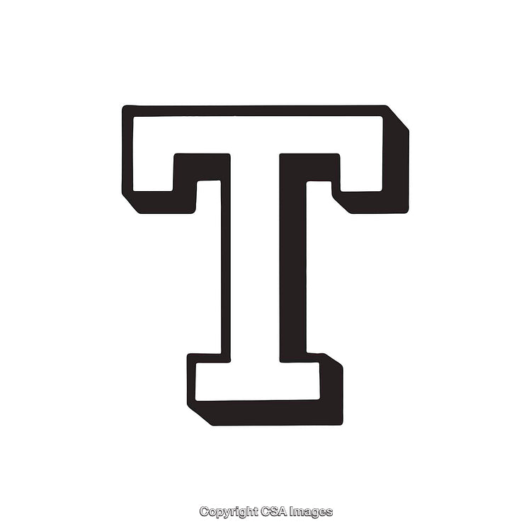 Stylized Bold Letter T on White Background for Design Projects