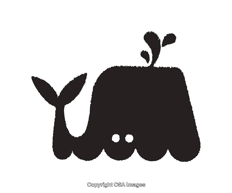 Stylized Black Whale Icon Featuring Spouting Water