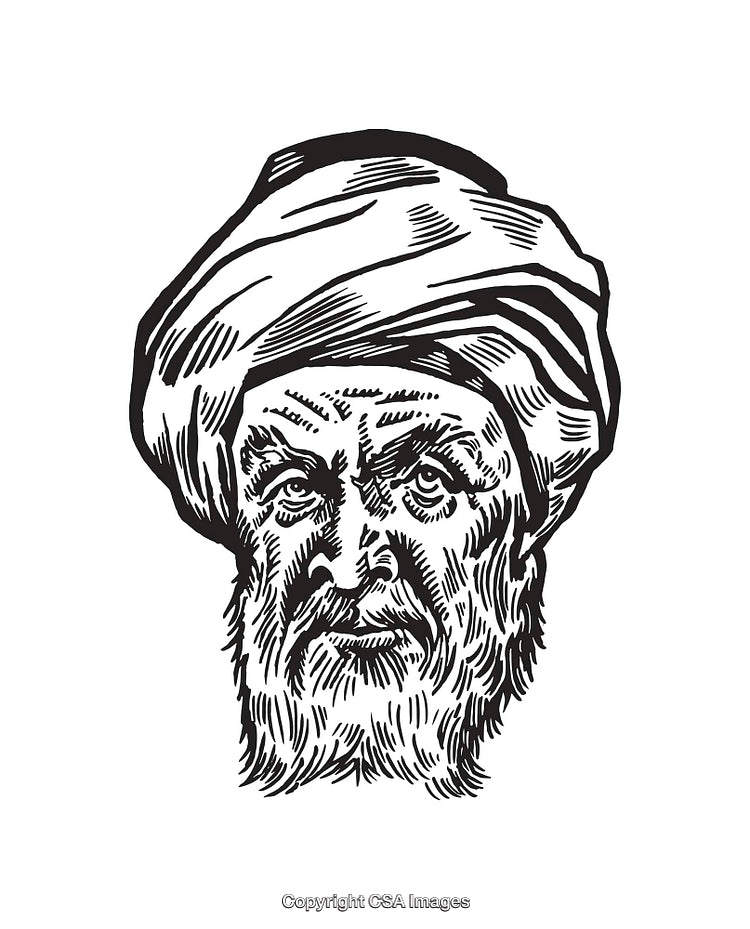 Black And White Line Art Portrait of a Historical Figure