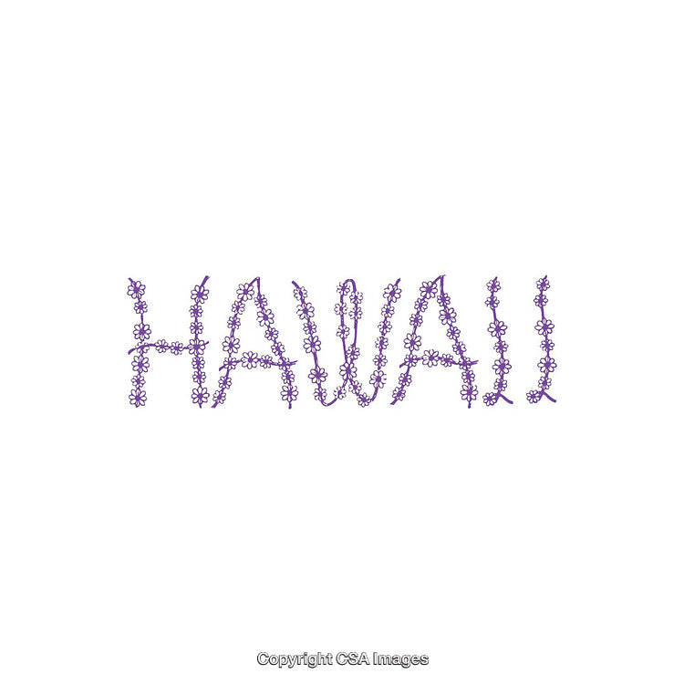 Floral Typography Design Spelling Hawaii in Elegant Purple Letters
