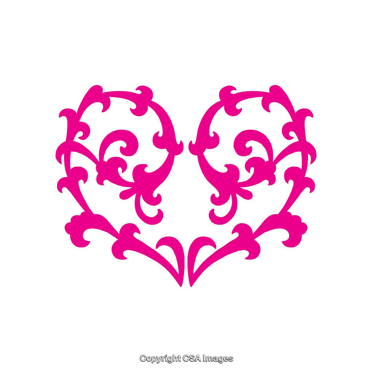 Intricate Pink Ornament in Heart Shape with Floral Pattern Design