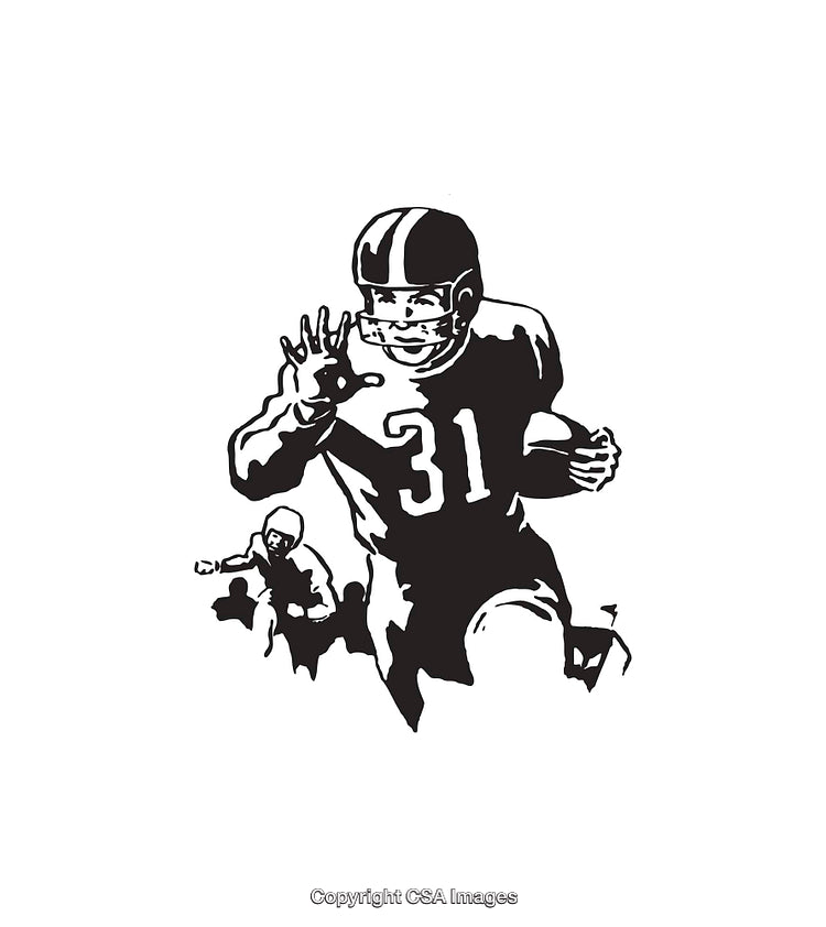 Dynamic Black and White Football Player Art in Retro Style