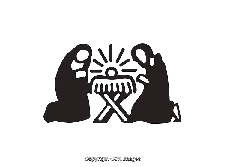 Nativity Silhouette Featuring Joseph, Mary, and Manger Depicting Christmas